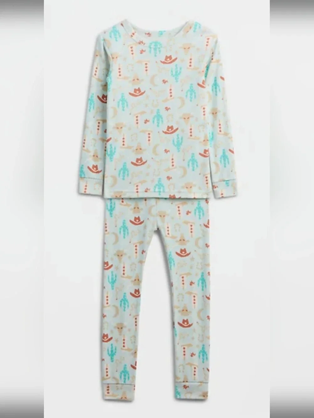 Gap Kids Western Long John Pajama Set 3Y 4Y NWT Sealed Cowboy Cactus Print NEW